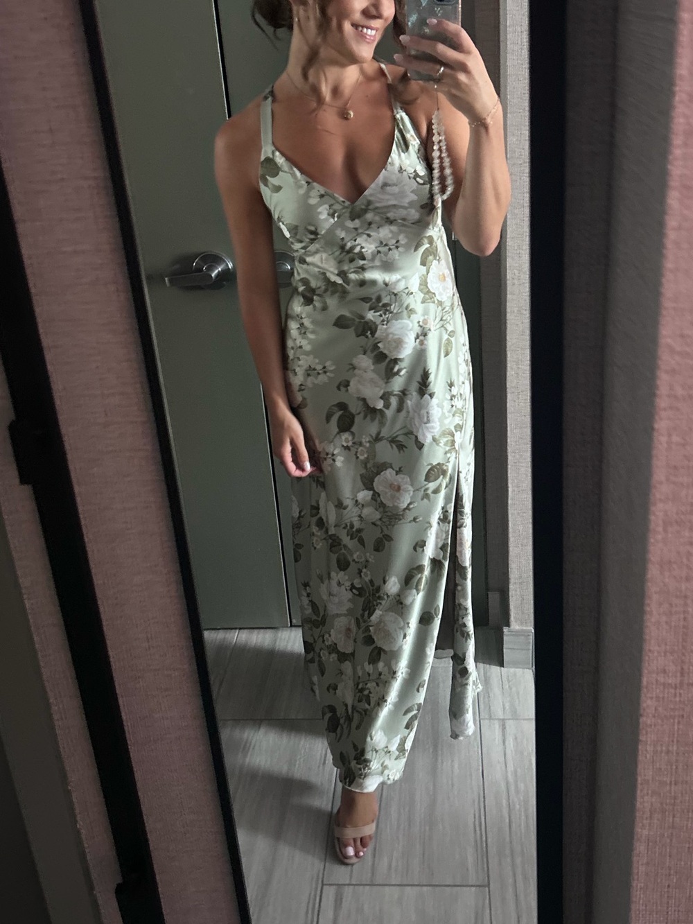 Show Me Your MuMu Sage Floral Slip Maxi bridesmaid Dress